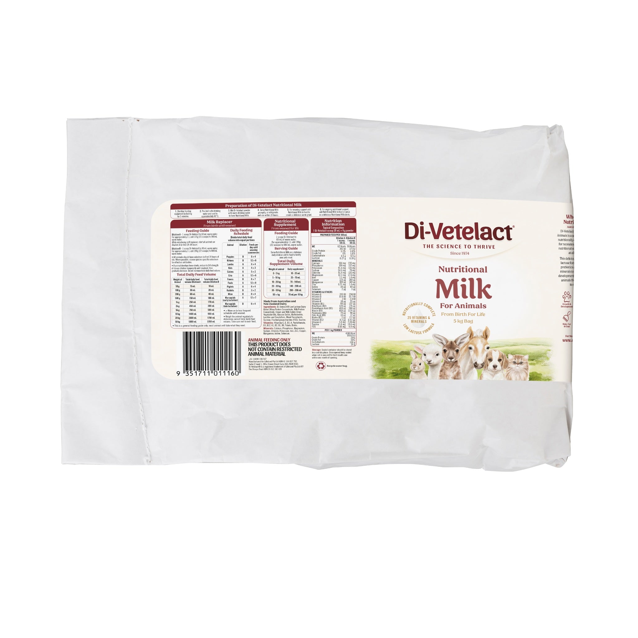 Di-Vetelact Nutritional Milk 5kg Bag front of pack
