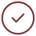 Red tick mark inside a circle on a white background