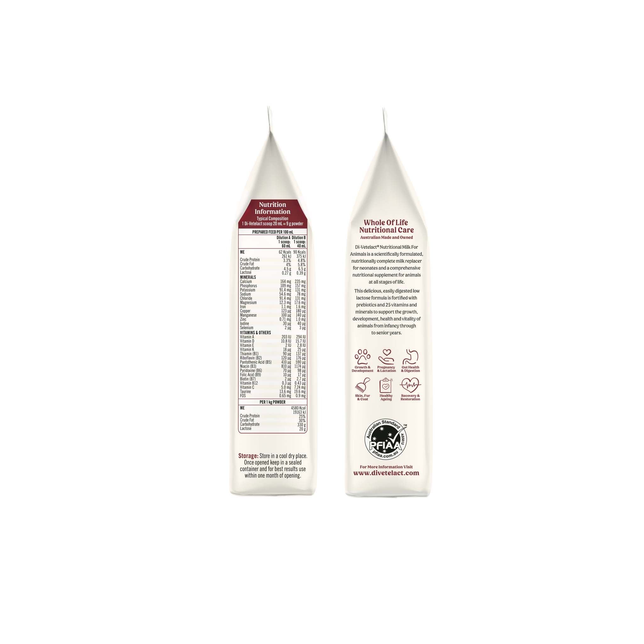 Di-Vetelact 450g Pouch left and right side of pack