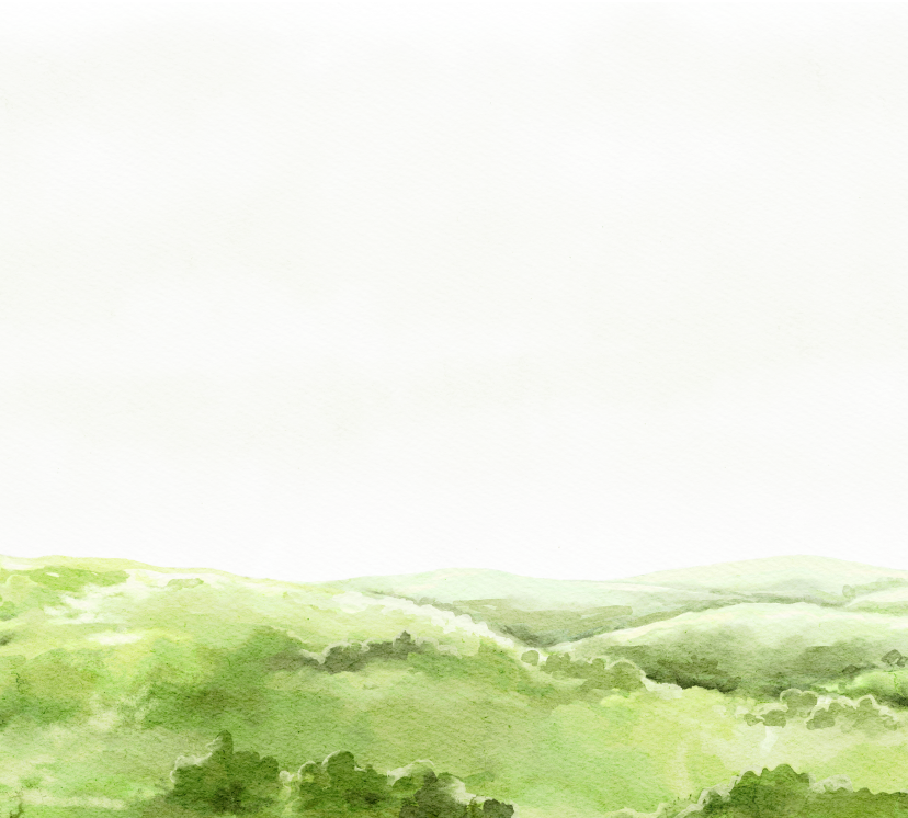 Illustrated rolling green hills mobile.